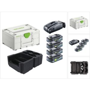 Pack batteries Festool BP 18 Li avec quatre batteries et chargeur SCA 16
