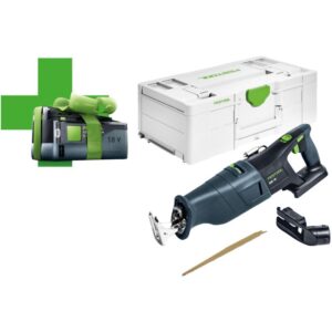 Scie sabre Festool RSC 18 EB-Basic sans fil, vue avec son mandrin