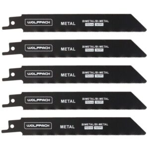 Lame de scie sabre WOLFPACK bi-matière avec denture de 18 TPI, lot de cinq