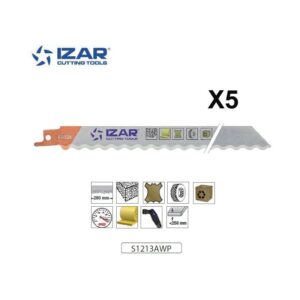 Lame de scie sabre Izar S1213AWP ondulée, lot de cinq pour matériaux souples