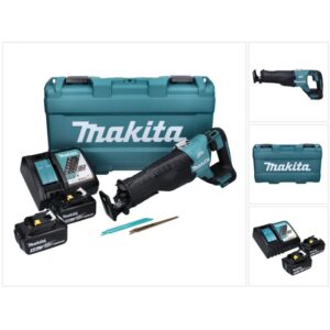 scie sabre Makita DJR 187 sans fil avec deux batteries, chargeur et coffret