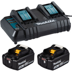 Pack batteries Makita BL1830B avec deux batteries Li-Ion et chargeur double
