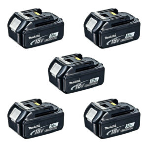 Lot de batteries Makita BL1830B, cinq unités 18 V Li-Ion avec indicateur