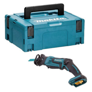 Scie sabre Makita DJR183ZJ 18 V présentée avec son coffret MAKPAC.