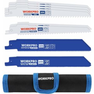 Lames de scie sabre WORKPRO bimétal et HCS avec sac de rangement