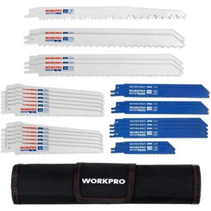 Lot de lames de scie sabre WORKPRO pour bois et métal avec sacoche
